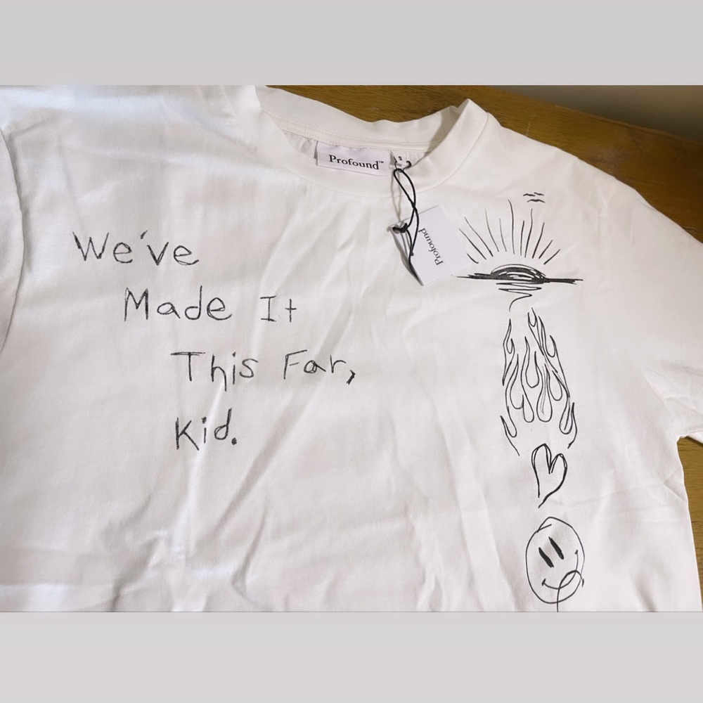 WE MADE IT THIS FAR TEE IN WHITE S